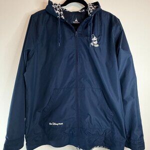 Disney Parks Womens Blue Hooded Rain Windbreaker Jacket XL Excellent Condition
